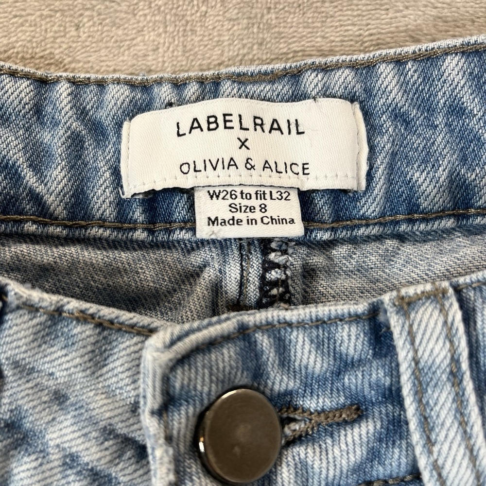 Labelrail X Olivia Alice Jeans Size 8 (26x26) Light Wash Raw Hem Denim - Picture 2 of 9